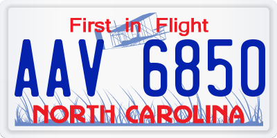 NC license plate AAV6850