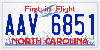 NC license plate AAV6851