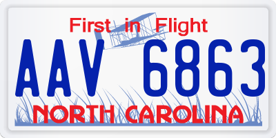 NC license plate AAV6863