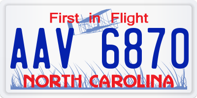 NC license plate AAV6870