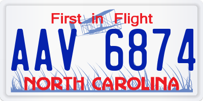NC license plate AAV6874