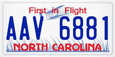 NC license plate AAV6881