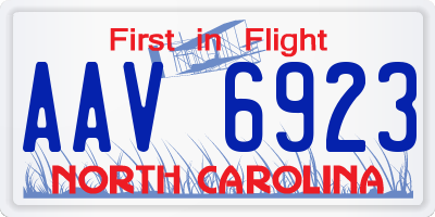 NC license plate AAV6923