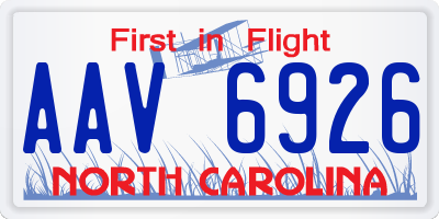 NC license plate AAV6926