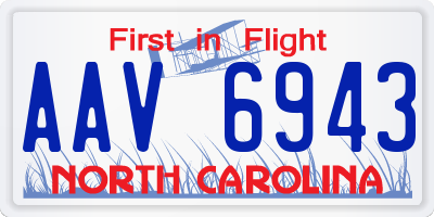 NC license plate AAV6943
