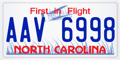 NC license plate AAV6998
