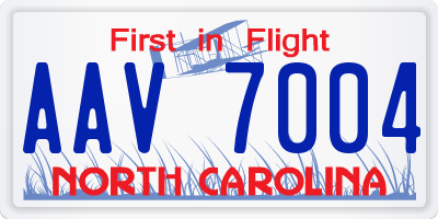 NC license plate AAV7004