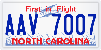 NC license plate AAV7007