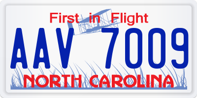 NC license plate AAV7009