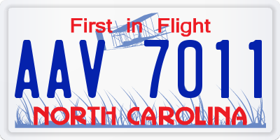 NC license plate AAV7011