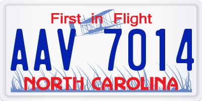 NC license plate AAV7014