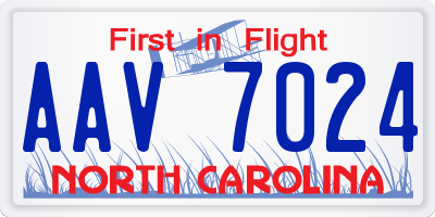 NC license plate AAV7024