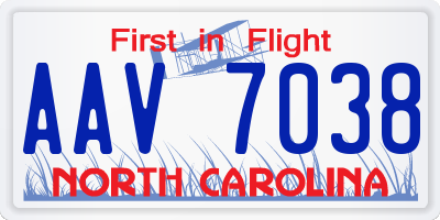 NC license plate AAV7038