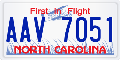 NC license plate AAV7051