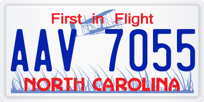 NC license plate AAV7055