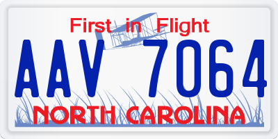 NC license plate AAV7064