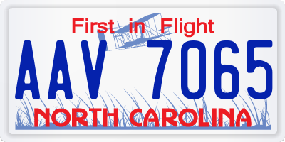 NC license plate AAV7065