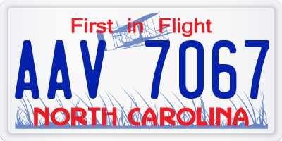 NC license plate AAV7067
