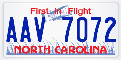 NC license plate AAV7072