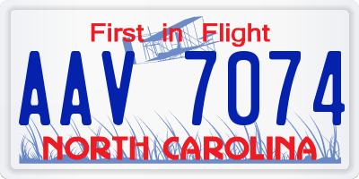 NC license plate AAV7074
