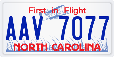 NC license plate AAV7077