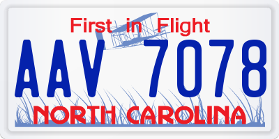 NC license plate AAV7078