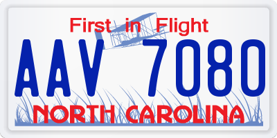 NC license plate AAV7080