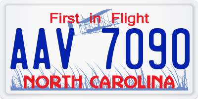 NC license plate AAV7090