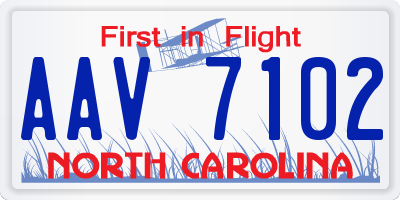NC license plate AAV7102