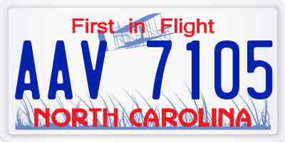 NC license plate AAV7105