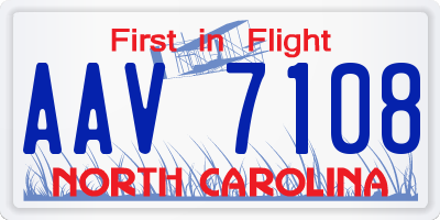 NC license plate AAV7108