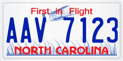 NC license plate AAV7123