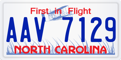 NC license plate AAV7129