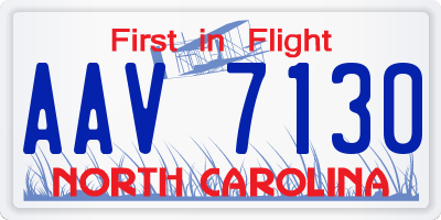 NC license plate AAV7130