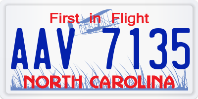 NC license plate AAV7135