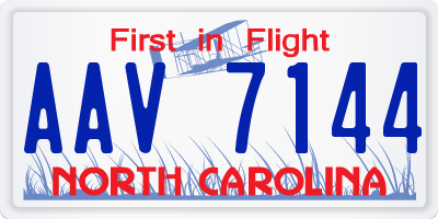 NC license plate AAV7144