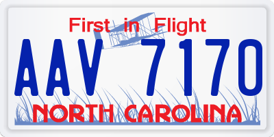 NC license plate AAV7170