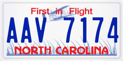 NC license plate AAV7174