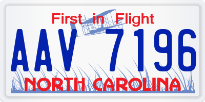 NC license plate AAV7196