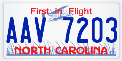 NC license plate AAV7203