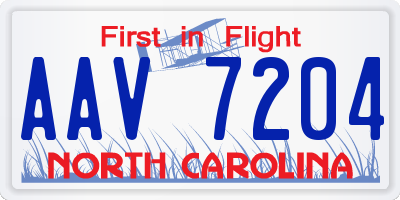NC license plate AAV7204