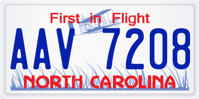 NC license plate AAV7208