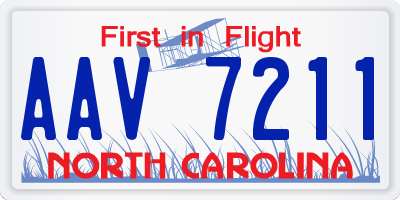NC license plate AAV7211