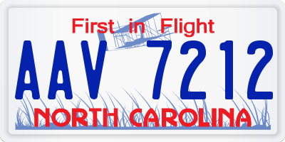 NC license plate AAV7212