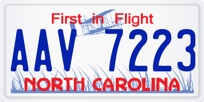 NC license plate AAV7223