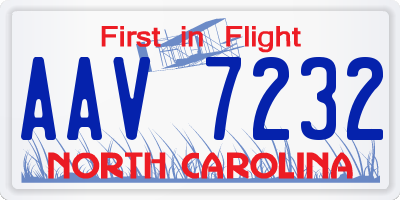 NC license plate AAV7232