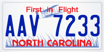 NC license plate AAV7233