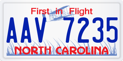 NC license plate AAV7235