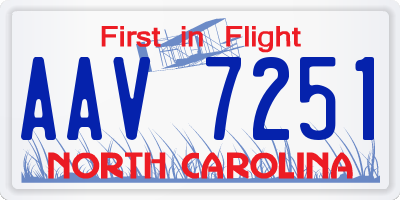 NC license plate AAV7251