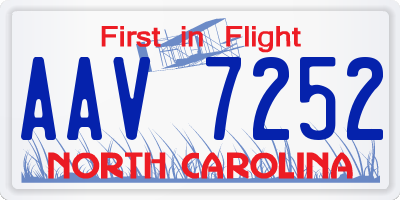 NC license plate AAV7252